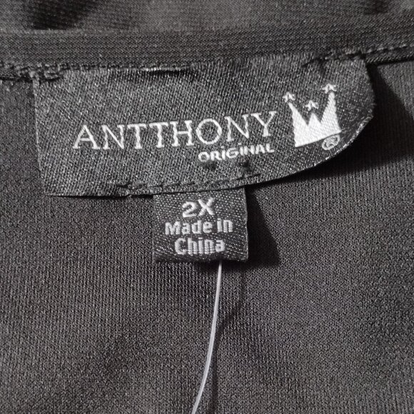 Antthony: 2-pc Flounce Sleeve Straight Leg Pant Set, Size 2X, Black - Picture 10 of 12